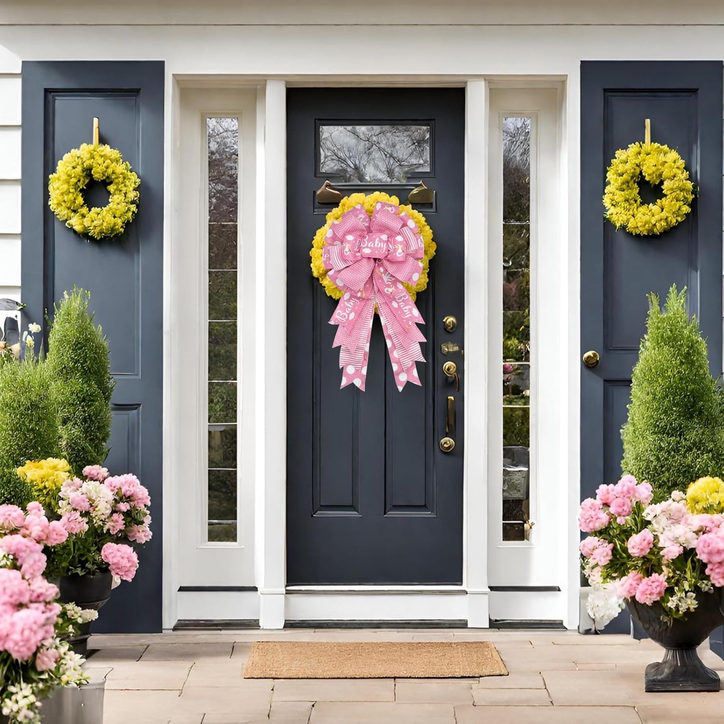 Montekin Large Baby Shower Bows - 20x11 Inch Wired Burlap Wreath Bow for Boys & Girls | Perfect Spring Decoration (Pink)