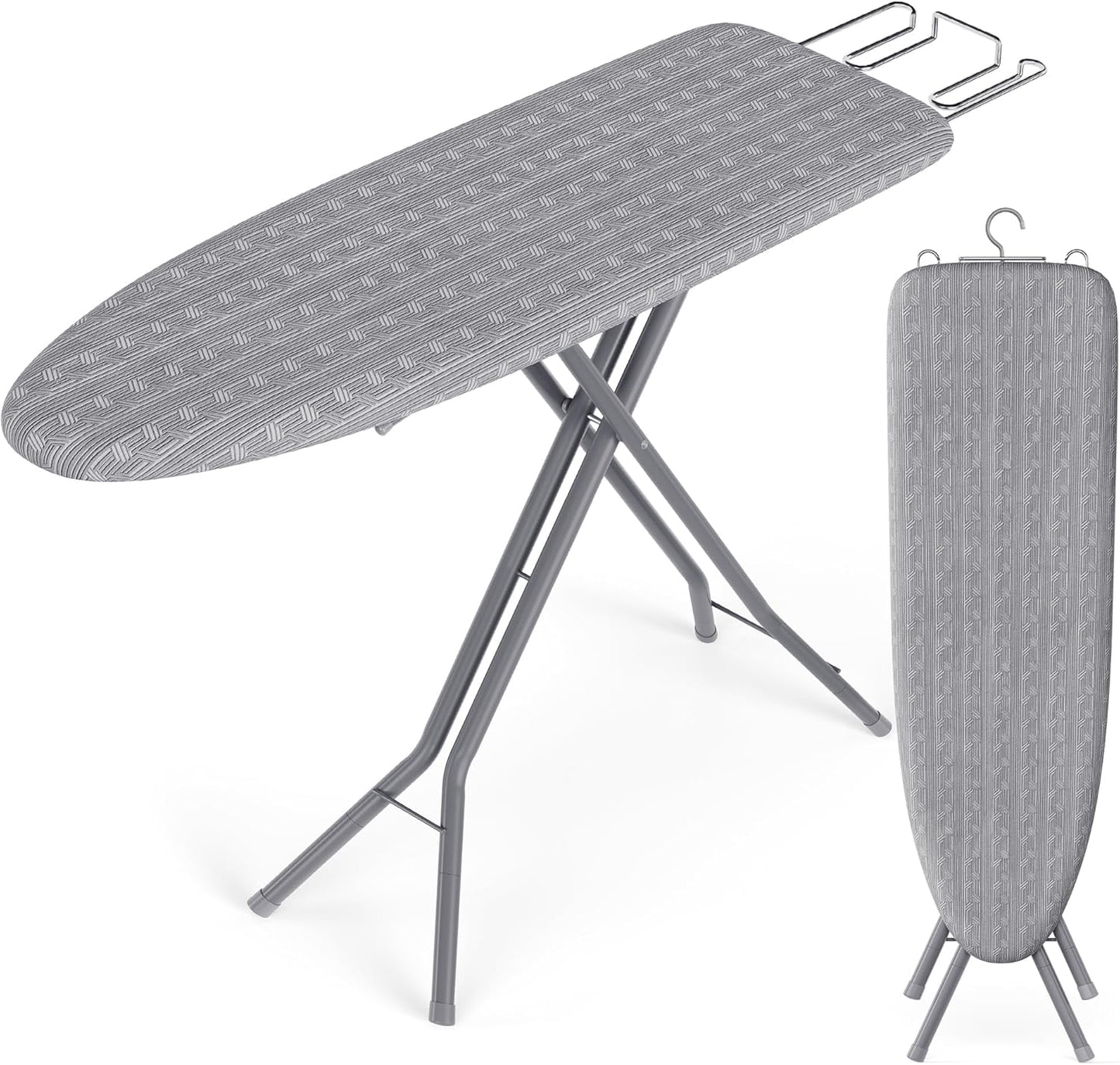 SONGMICS Ironing Board - Foldable & Height Adjustable Up to 35 Inches | 4-Layer Cover & Iron Rest - Dove Gray