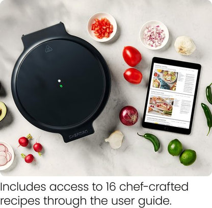 Chefman Everything Maker & Pizza Oven - 1440W Electric Pizza Maker with 12” Nonstick Plates | Versatile for Quesadillas, Omelettes & More