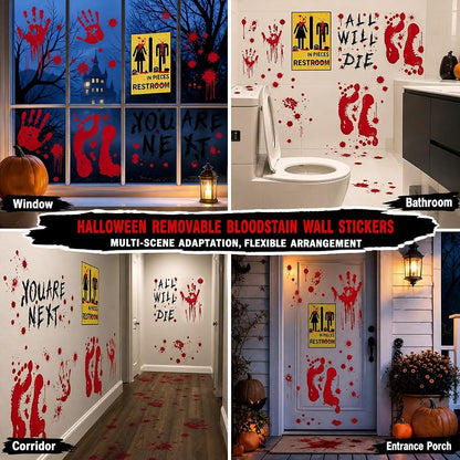 12 Sheets Halloween Bloody Handprint Footprint Floor Stickers