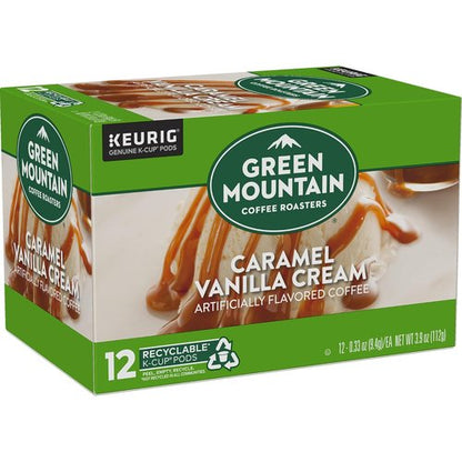 Green Mountain Coffee Roasters K-Cup Pods - Caramel Vanilla Cream Light Roast Coffee | 12 Count