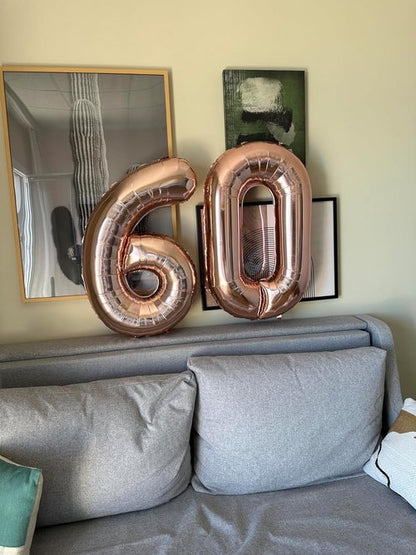 60th Birthday Decorations by [Brand Name] - Rose Gold Party Supplies with Big Number 60 Balloons