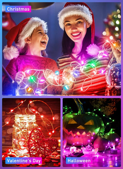 Minetom Color Changing Fairy Lights - 33FT 100 LED String Lights with Remote & 11 Modes for Indoor Use