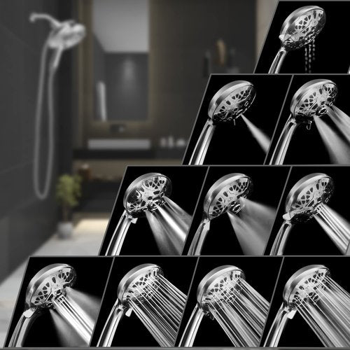 INAVAMZ Shower Heads with Handheld Spray Combo: 7.2" Rain Shower Head & Handheld Shower Head 2-IN-1 Shower Head with 60" Rotatable Stainless Steel Hose, Shower Trim Systems