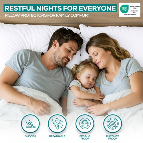 Set of 4 Pillow Protectors with Zipper Toddler Size, Bed Bug and Dust Mite Proof Pillow Covers, Ultra Soft Pillow Encasements, Moisture Wicking and Waterproof Pillow Cases by Utopia Bedding (White)
