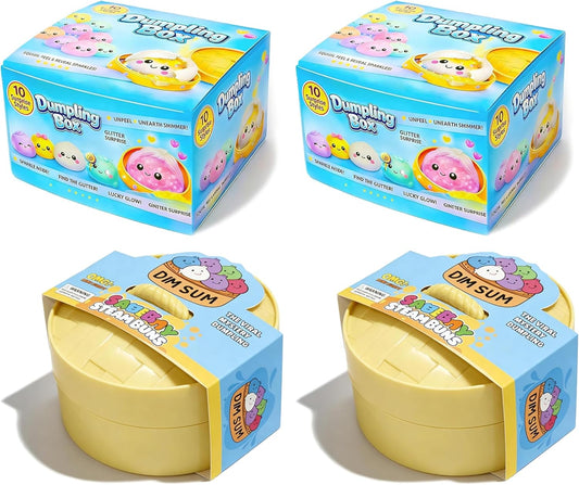 Skiennix Glitter Dumpling Squishy Set - Colorful Sensory Stress Relief | Random Gift Box (2-Pack)
