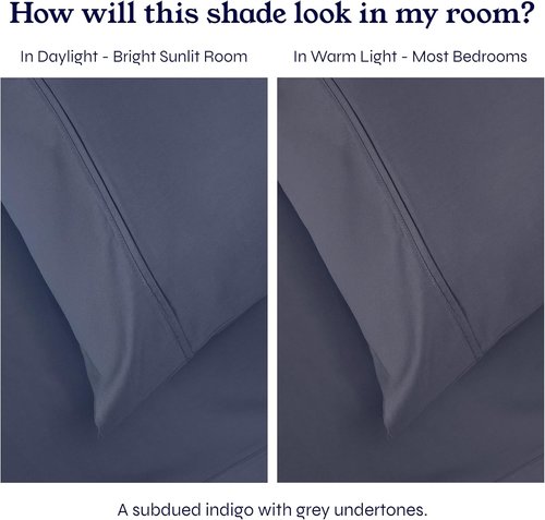 California Design Den Twin Sheets Set - 400 Thread Count 100% Cotton Sateen - Soft & Breathable, Indigo Dusty Blue