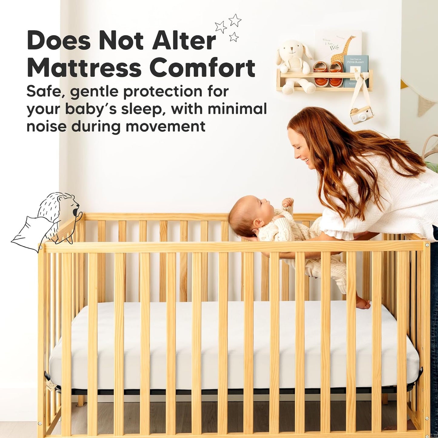 Skiennix Waterproof Crib Mattress Protector - Soft Quilted Cotton Cover, 52" x 28", Machine Washable, Easy Fit