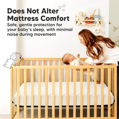 Skiennix Waterproof Crib Mattress Protector - Soft Quilted Cotton Cover, 52" x 28", Machine Washable, Easy Fit
