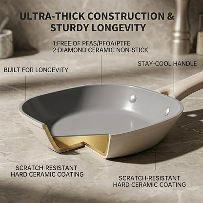 Skiennix 8-Inch Ceramic Nonstick Frying Pan | Eco-Friendly, PFAS & PFOA-Free, Induction Compatible