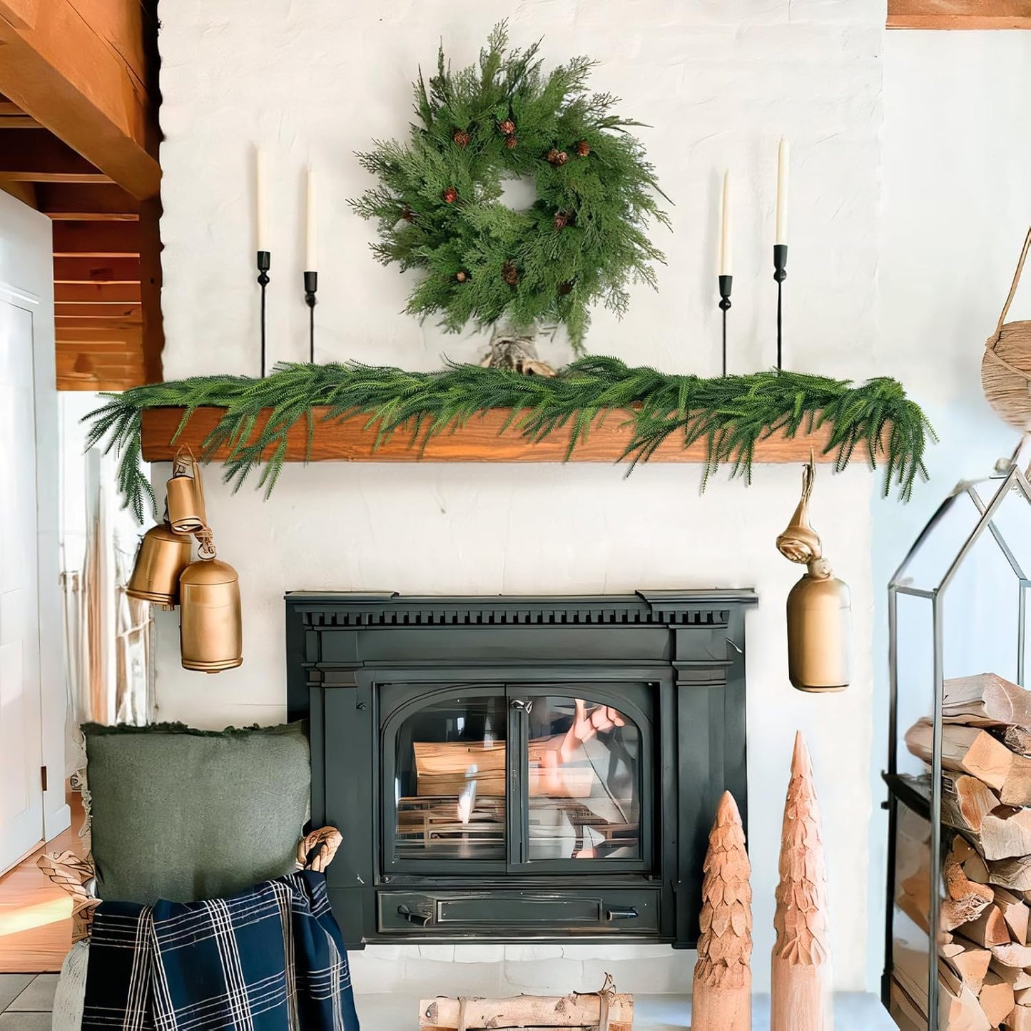 Skiennix Christmas Garland - 6 Ft Norfolk Pine - Rustic Artificial Greenery Decor for Indoor/Outdoor Use