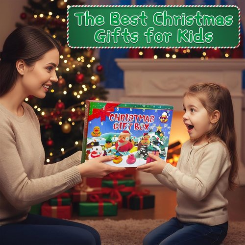 Christmas Advent Calendar Ducks by [Brand Name] - 24-Day Countdown Rubber Ducky Bath Toy for Kids