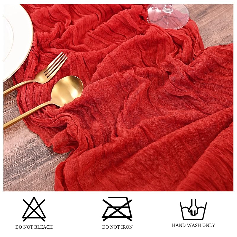 15 Pack Red Cheesecloth Table Runner 17 x 108 in - Rustic Wedding Party Decor (Variation: Red+15 Pack)