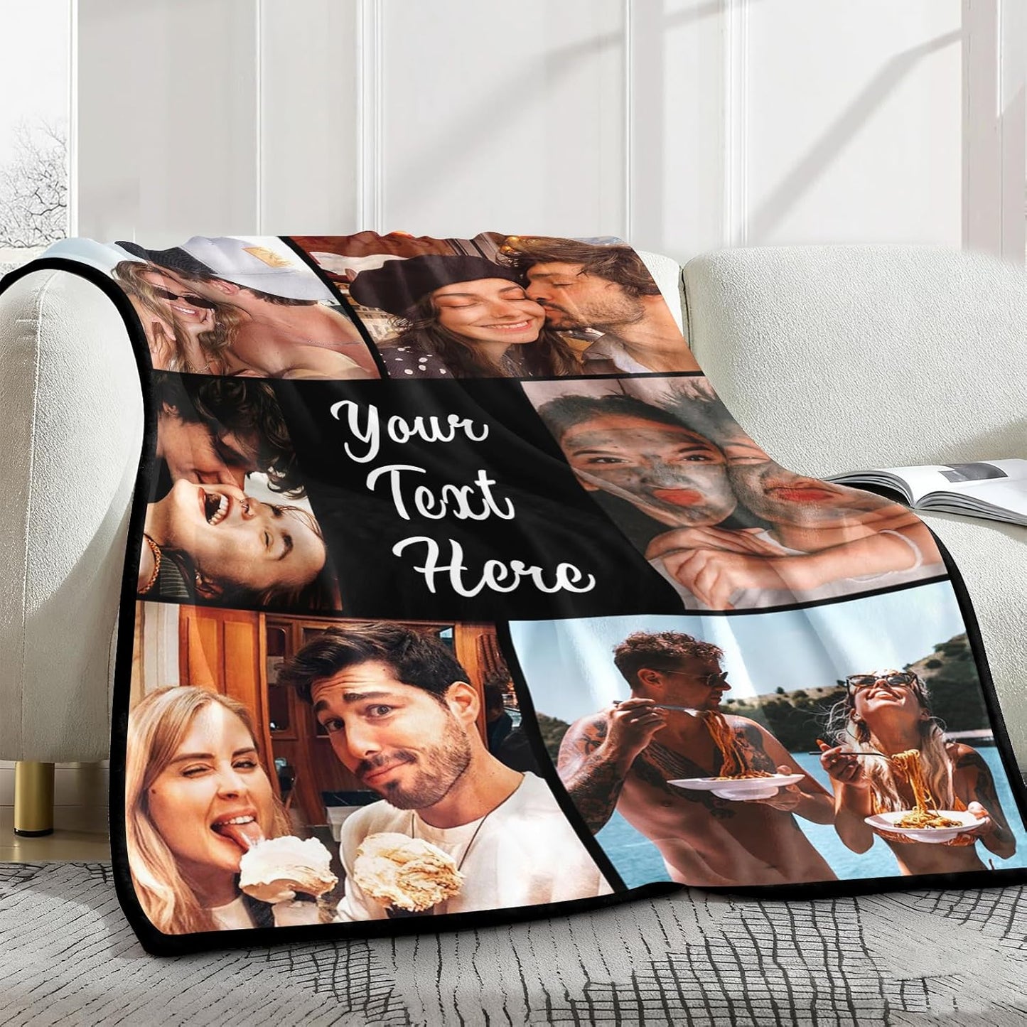 Yofair Custom Photo Blanket - Personalized Wedding & Anniversary Gift for Couples | Soft & Cozy Design