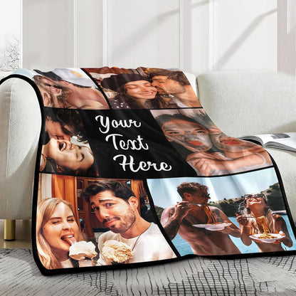 Yofair Custom Photo Blanket - Personalized Wedding & Anniversary Gift for Couples | Soft & Cozy Design