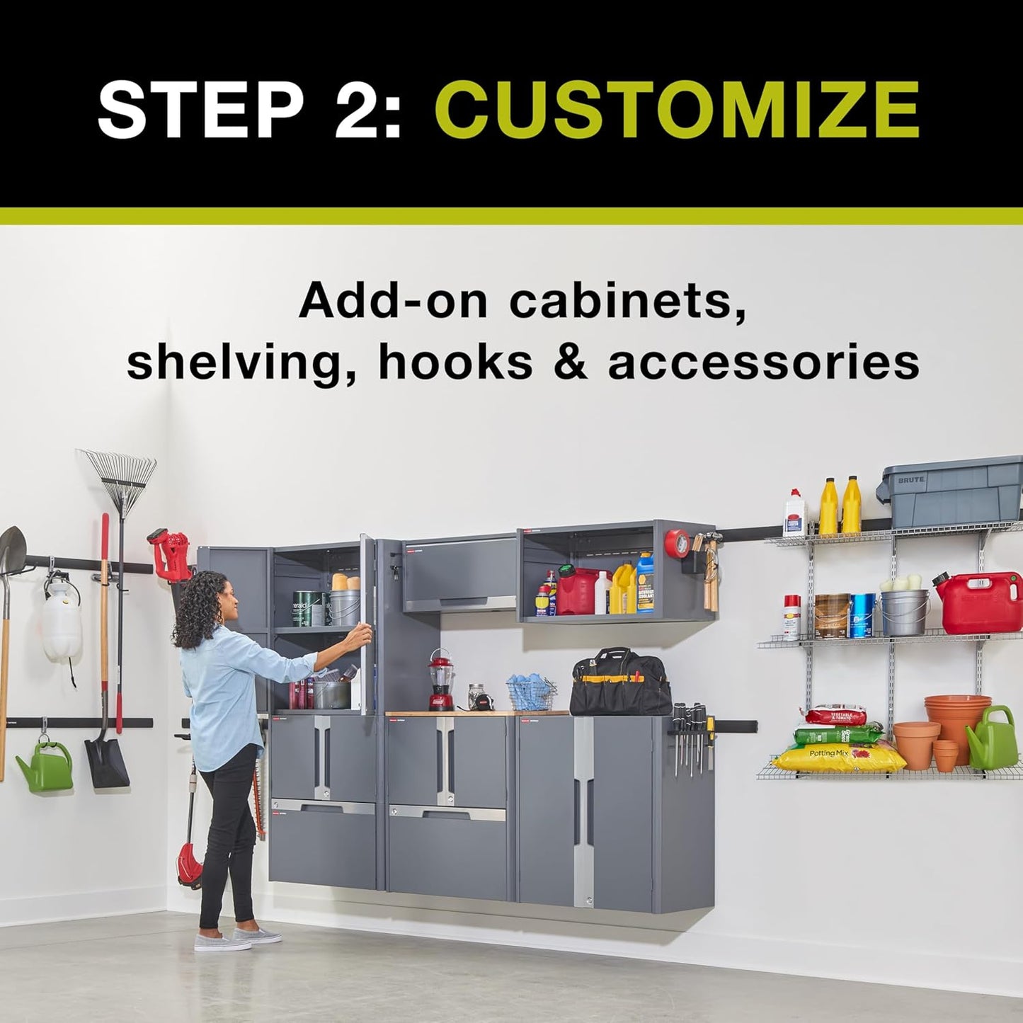 Rubbermaid FastTrack 2-Door Cabinet - Durable Garage Storage Solution for Organized Spaces