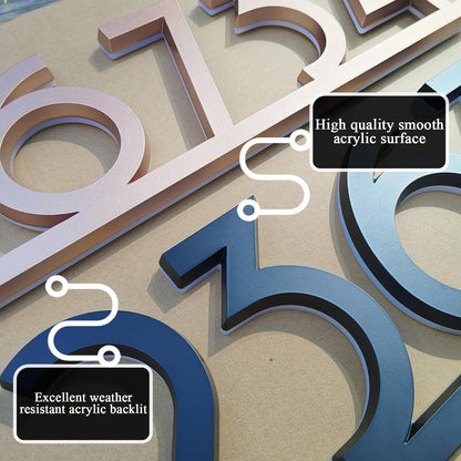 Personalized Acrylic Address Sign by Light Up | Waterproof LED House Numbers - 4-6 Inch Backlit Custom Design
