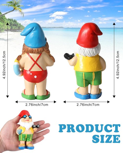 iStatue Beach Gnomes - Fun Resin Table Top Decorations with Swim Rings & Sunglasses | Set of 2 for Home & Garden
