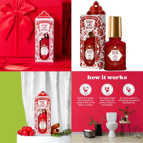 Poo-Pourri Toilet Spray, Holiday Pack Gift Set - Berry and Bright Balsam Bum and Sugar Toasted Toots Includes 3 2-Ounce Bottles