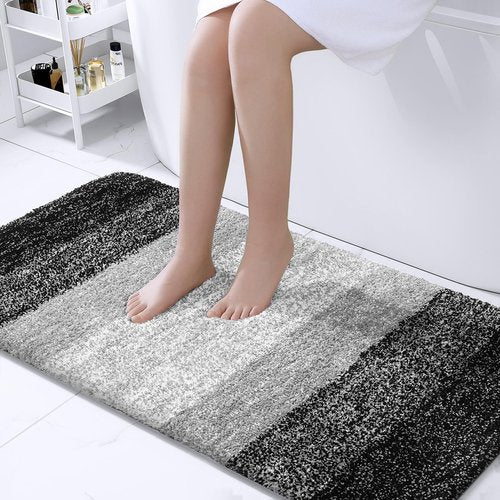 OLANLY Bathroom Runner Rugs 47x24, Extra Soft Absorbent Microfiber Bath Rugs, Rubber Backing, Quick Dry, Machine Washable Bath Mats for Bathroom Floor, Tub and Shower, Home Decor Accessories, Black