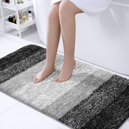 OLANLY Bathroom Runner Rugs 47x24, Extra Soft Absorbent Microfiber Bath Rugs, Rubber Backing, Quick Dry, Machine Washable Bath Mats for Bathroom Floor, Tub and Shower, Home Decor Accessories, Black