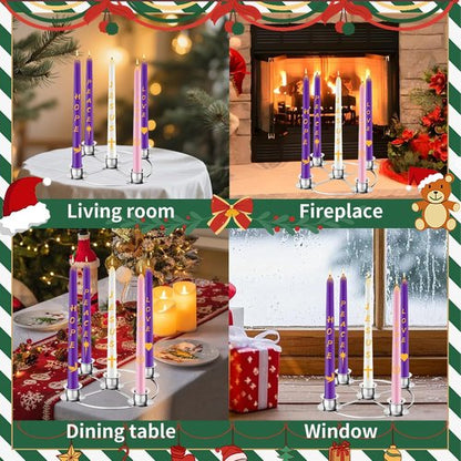 Advent Wreath Candle Holder - Elegant Silver Design for Tapered Advent Candles | Perfect for Christmas Decor