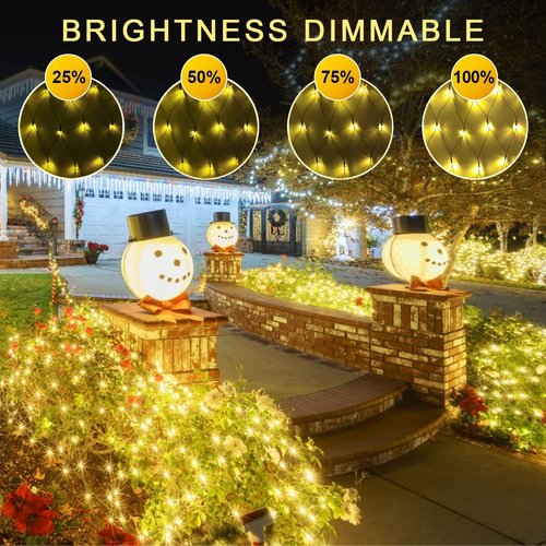 JMEXSUSS 360 LED Christmas Net Lights - Waterproof, Connectable 12ft x 5ft with Remote | Warm White Mesh Lights for Outdoor Decorations
