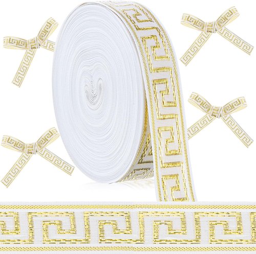 Greek Key Ribbon - 25 Yards of 3/4" Grosgrain for Gift Wrapping & DIY Crafts | Sport Theme Decor
