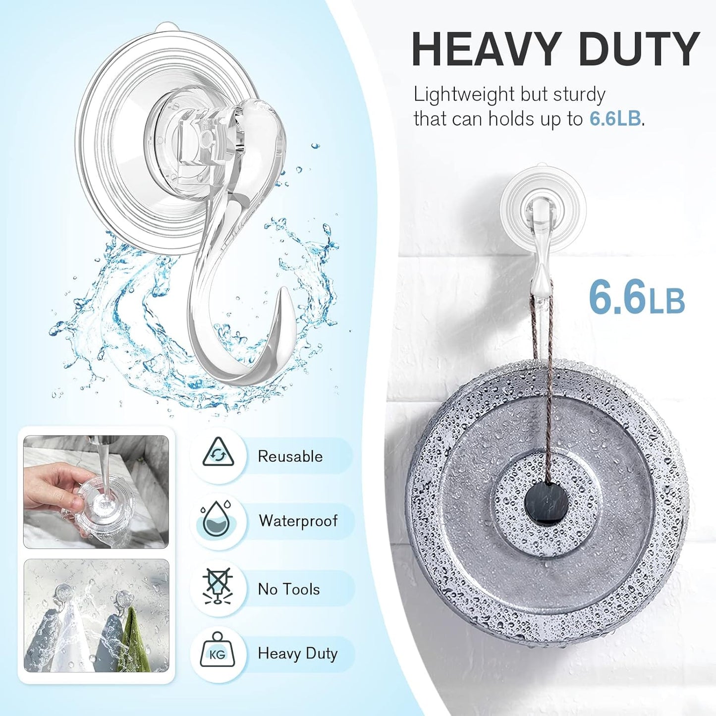 VIS'V Suction Cup Hooks Bundle - Large & Small Sizes for Strong, Versatile Holding Power