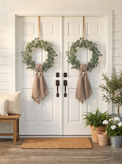 YKW Brown Wreath Sash - 55"x5" Linen Look Ribbon for DIY Embroidery | Rustic Holiday Decor