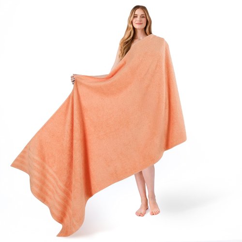 American Soft Linen 35x70 Jumbo Large Bath Towel, 600 GSM 100% Cotton Turkish Bath Sheet, Oversized Luxury Bath Towel for Bathroom Beach and Pool, Malibu Peach