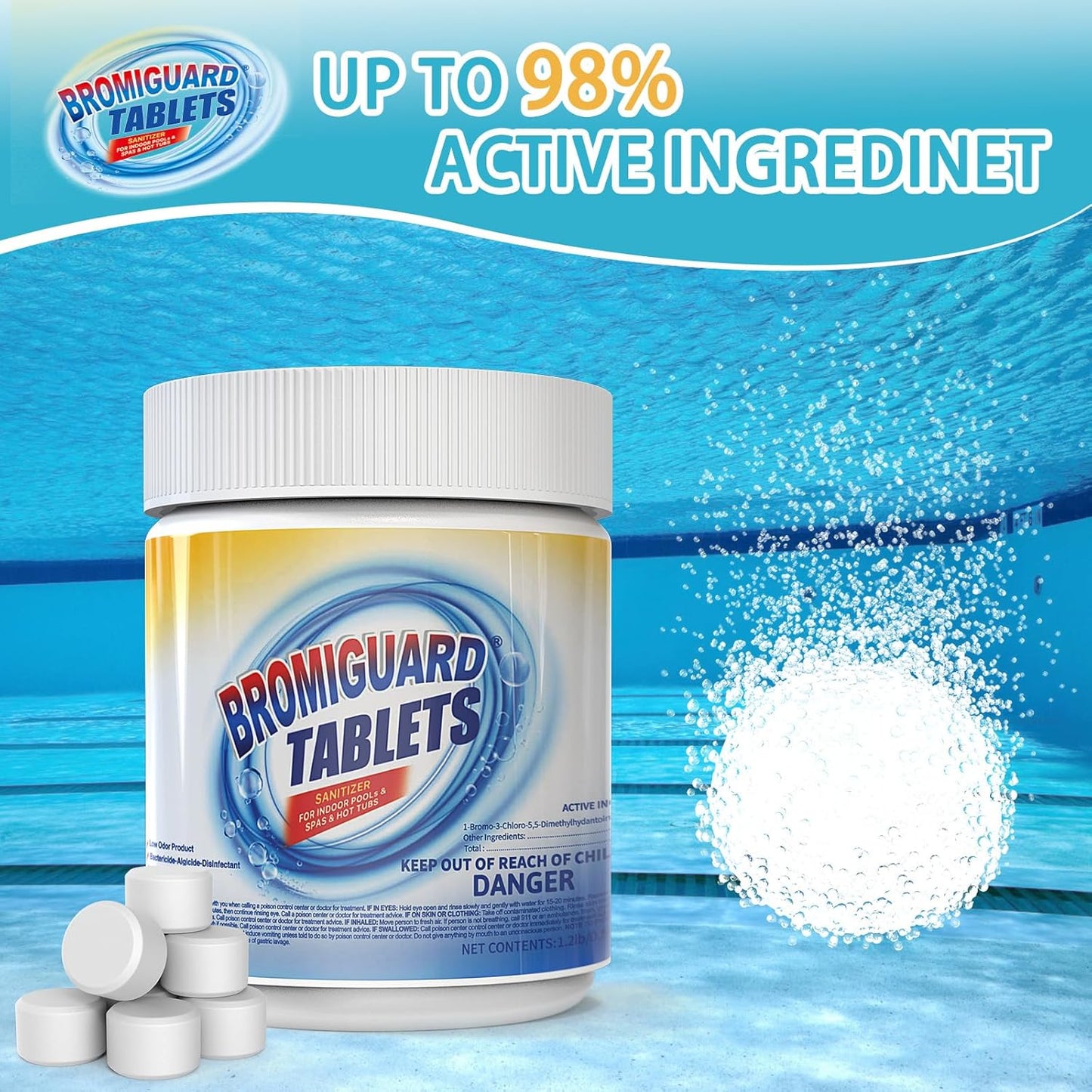 Skiennix 1.2LB Bromine Tablets - 1 Inch Hot Tub Tablets for Soft Water Feel | No Chlorine Odor