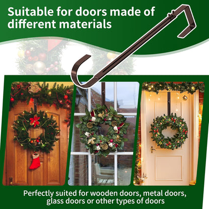 Skiennix Adjustable Metal Wreath Hanger - Holds Up to 20lbs | 12-20" Over The Door Hook for All Seasons (Bronze)