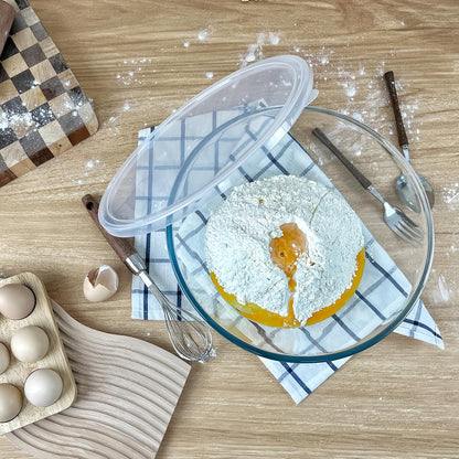 4.7QT Large Glass Mixing Bowl by [Brand Name] - Versatile Salad Bowl with White Lid for Sourdough & Kitchen Use