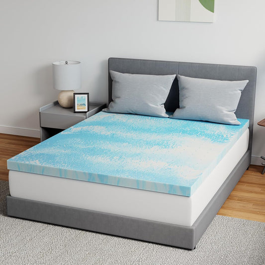 Novilla Memory Foam Mattress Topper - 2 Inch Cooling Gel Infused | CertiPUR Certified Comfort for Queen Size