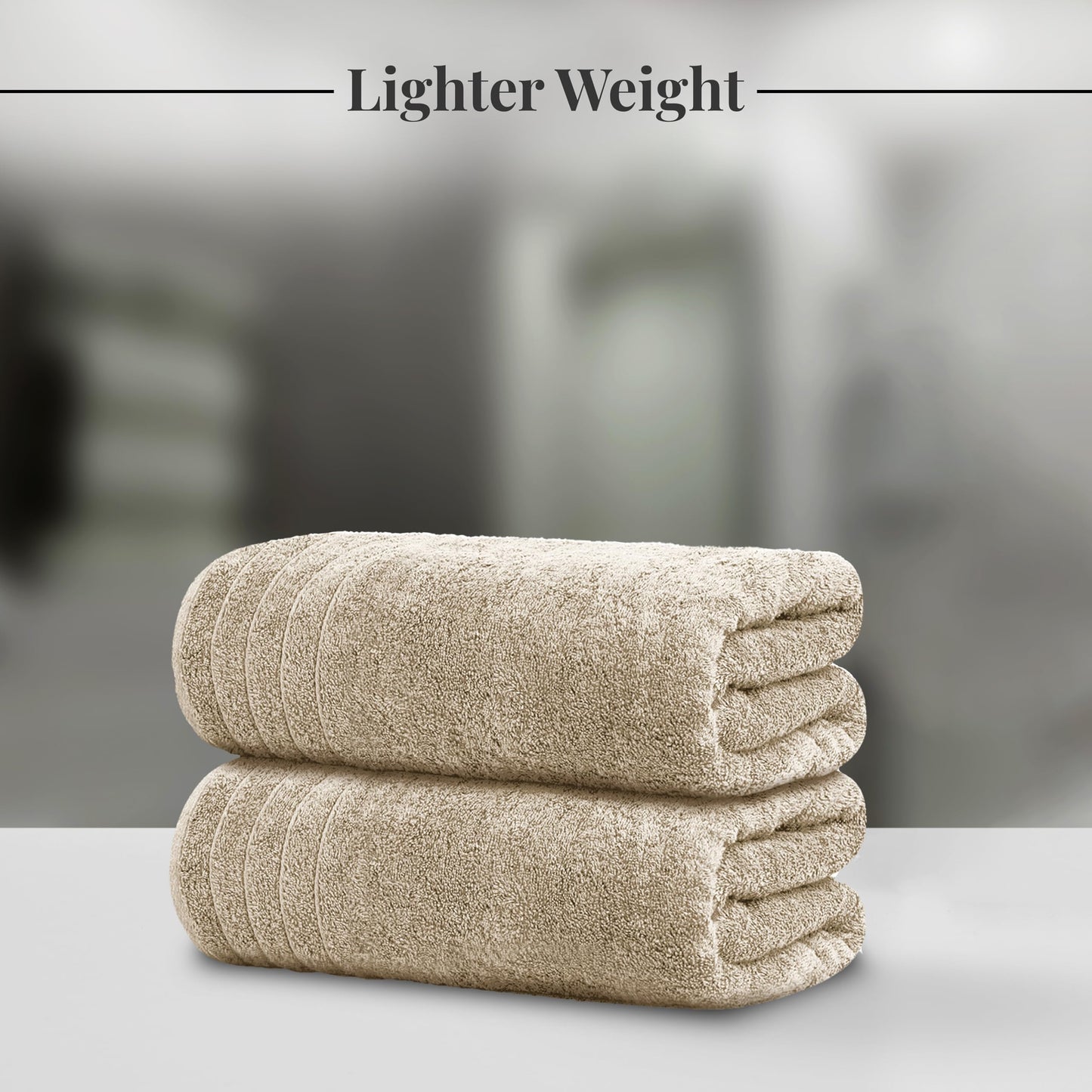 Tens Towels Pack of 4 Extra Large Bath Towels 30 x 60 Inches, 100% Cotton, Larger & Lighter Weight, Quicker to Dry, Super Soft and Absorbent, Perfect for Bathroom, Beige