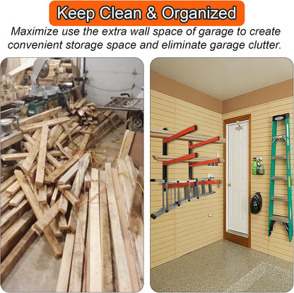 Thanaddo Heavy Duty Metal Wall Mount Lumber Storage Rack - 3-Level Organizer for Indoor & Outdoor Use (4 Pack)