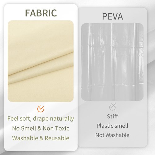 ALYVIA SPRING Long Fabric Shower Curtain Liner Waterproof - 72" x 78", Soft & Lightweight Long Shower Curtain with 3 Magnets, Machine Washable - 72x78, Cream