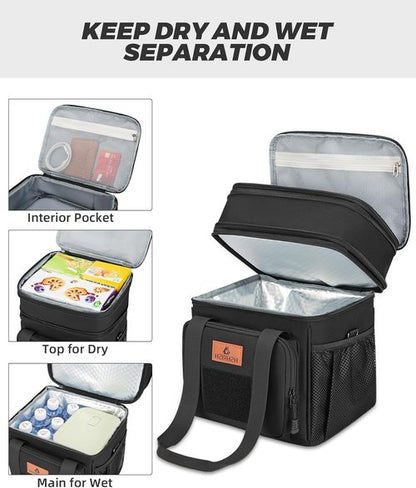 HSHRISH Tactical Lunch Box - Durable Insulated Cooler Bag with Shoulder Strap | 20 Can Capacity, Black