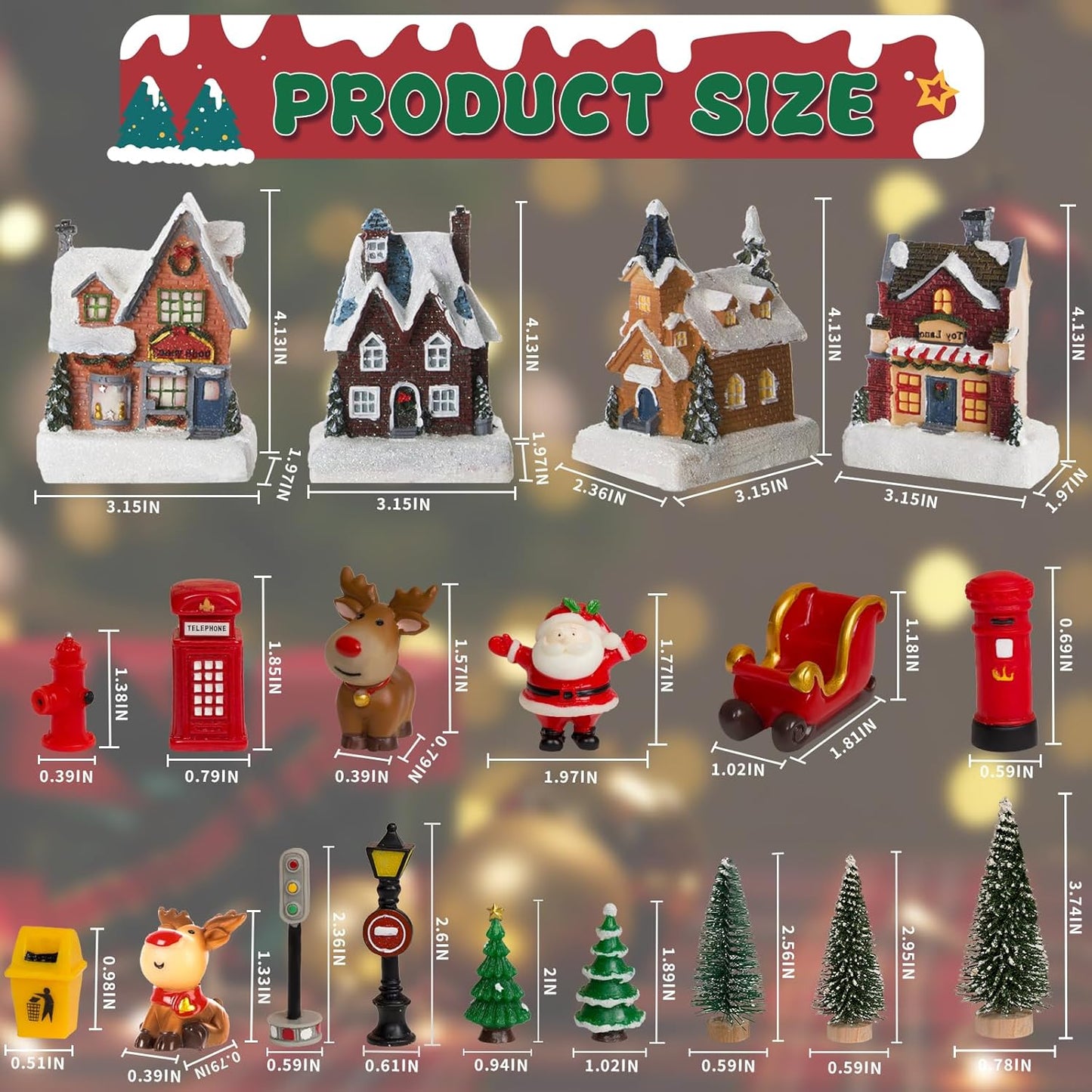 Skiennix Christmas Village Set - LED Light-Up Resin Houses for Festive Indoor Decor | Holiday Scene Collection