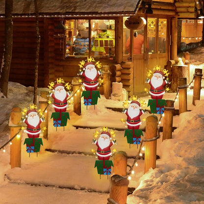 Solar Christmas Yard Sign Santa Claus 28 In Lighted Metal Garden Stake - Variation: Santa Claus