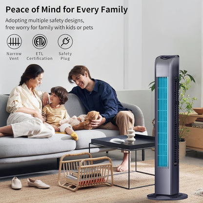 Uthfy Bladeless Tower Fan - 120° Oscillation, Remote Control, 3 Modes & 3 Speeds | 30 Inch, Black