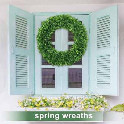 LZNPA Boxwood Wreath - Realistic 22-Inch Spring Decor for Front Door | All-Season Green Wreath for Home