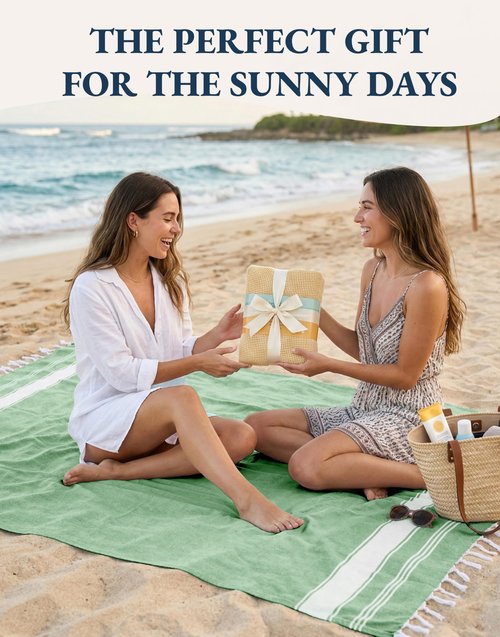 LANE LINEN Turkish Beach Towels, 2 Pack Extra Large Beach Towel, Pre-Washed for Soft Feel, Oversized Sand Free Quick-Dry Pool Towel, Beach Towels for Adults,39"x71" - Jade Green