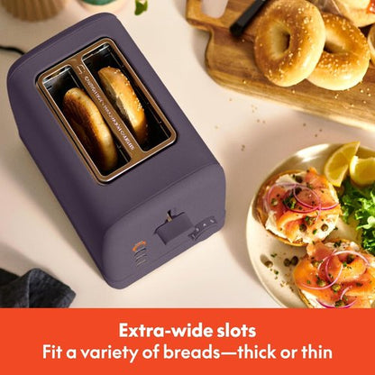 Bella 2 Slice Toaster - 6 Shade Settings, Reheat & Bagel Functions, 900W, Plum Color