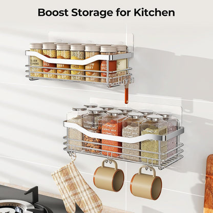 Orimade Shower Caddy | Wall-Mounted Storage Rack - Rust-Resistant Stainless Steel, Pack of 2 with 5 Hooks