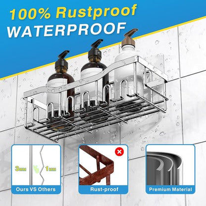 EUDELE Stainless Steel Shower Caddy - Rustproof No Drill Adhesive Organizer | XL Capacity for Bathroom & Kitchen