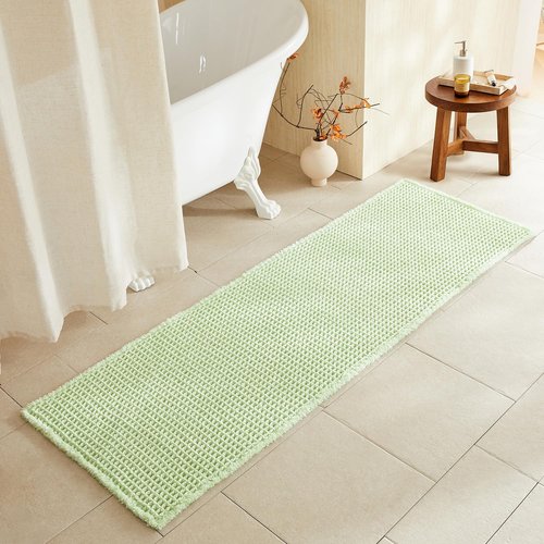 TYUU Waffle Runner Rug Bathroom, Boho Bathroom Rugs Non Slip Washable Long Super Absorbent Quick Dry Cute Bath Mat Farmhouse Bath Decor, 72"x24" Pale Green