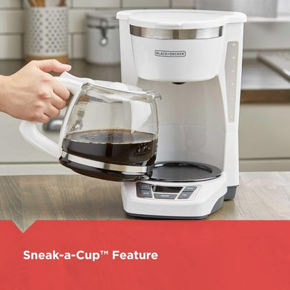 BLACK+DECKER 12-Cup Programmable Coffeemaker - White & Stainless Steel Finish