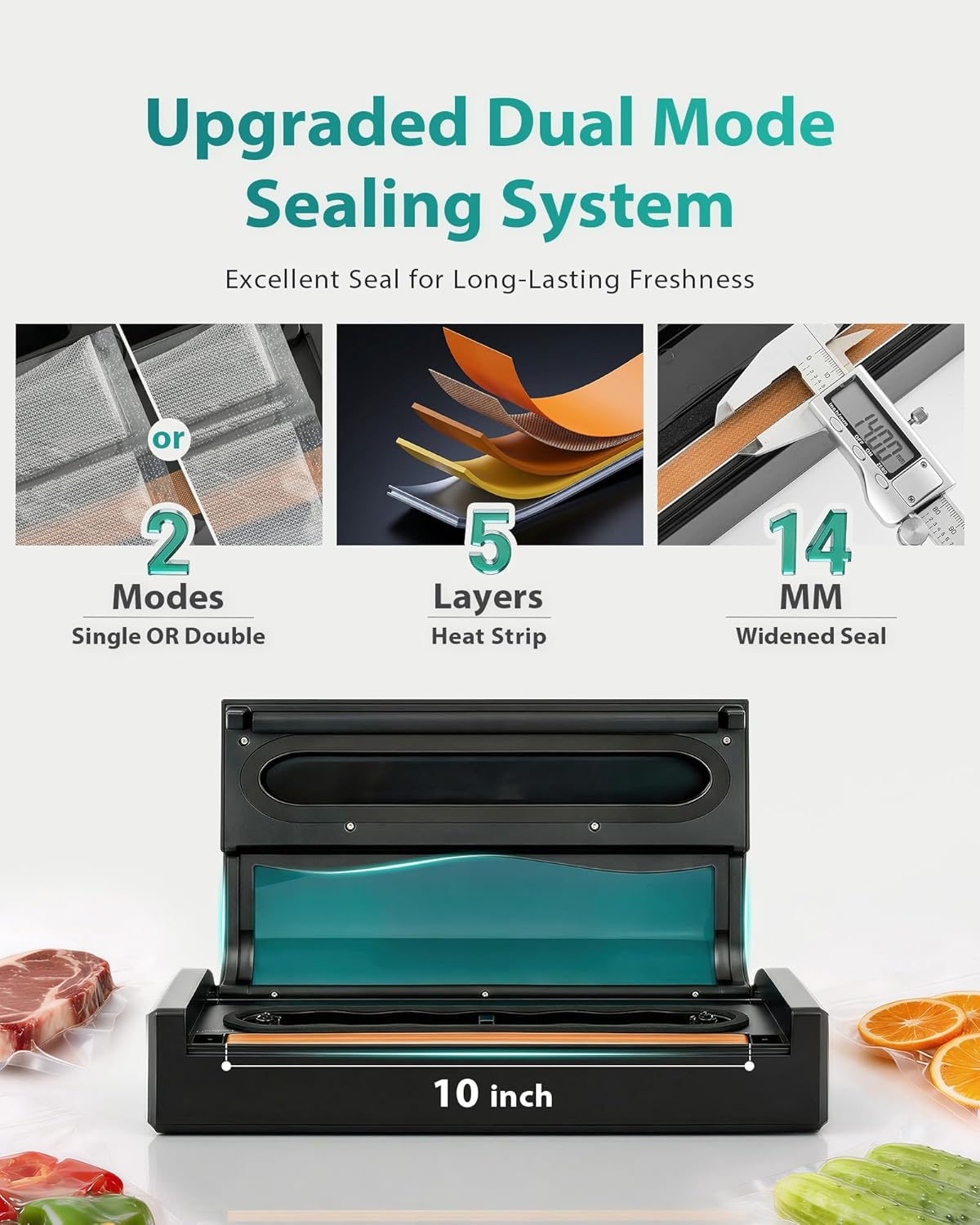Skiennix Vacuum Sealer Machine - Automatic Food Sealer with Double Heat Seal, Black | Starter Kit Included